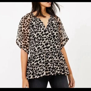 LOFT Chetah Animal Print Pre-plum Blouse NWT Sz Small